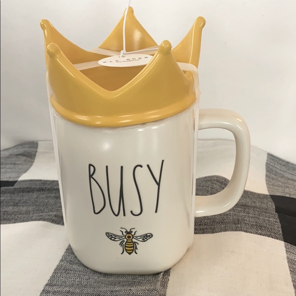 Rae Dunn “Busy Bee” with yellow crown mug